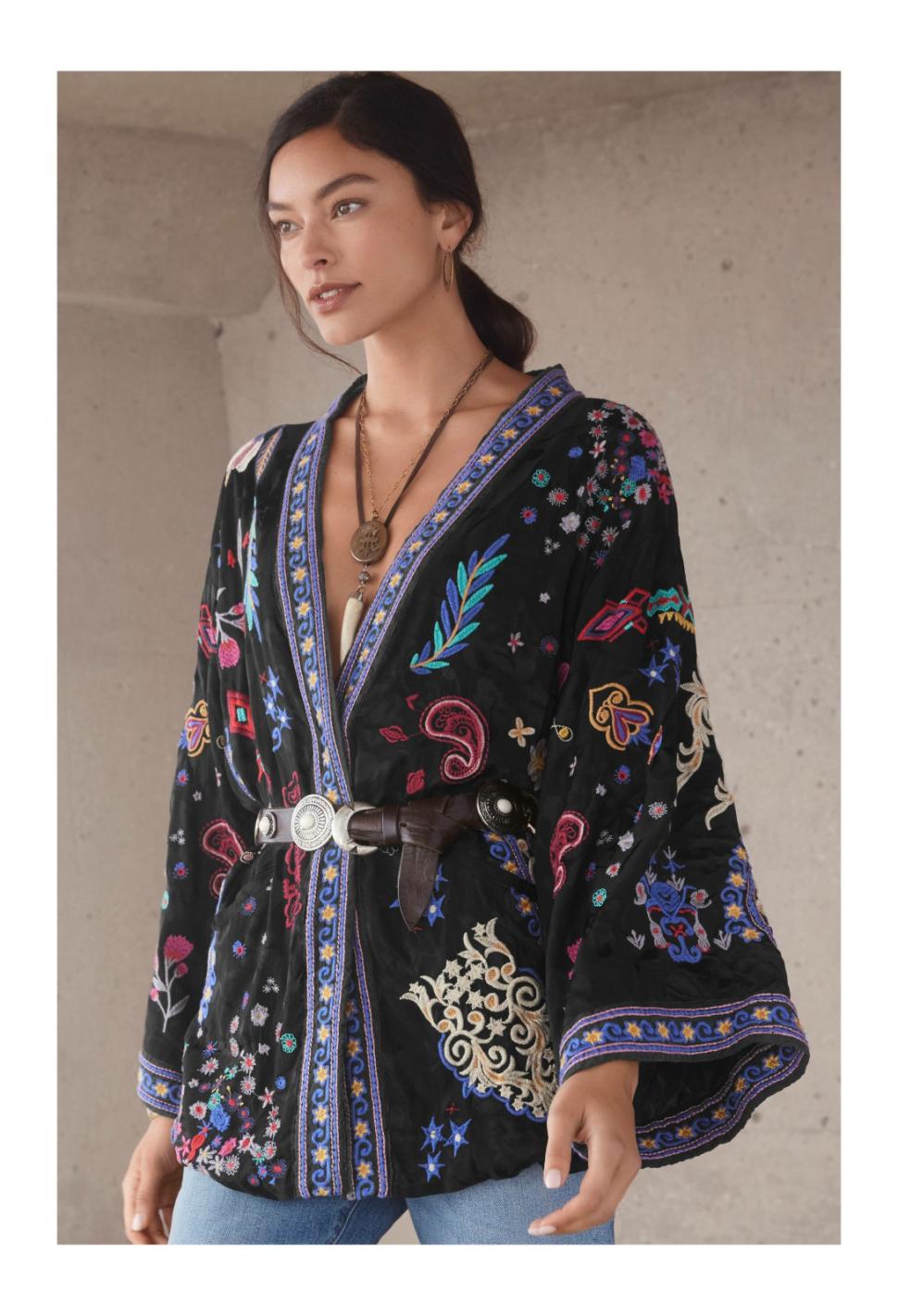 Women Kimonos | Johnny Was Elletra Kimono Reversible Black