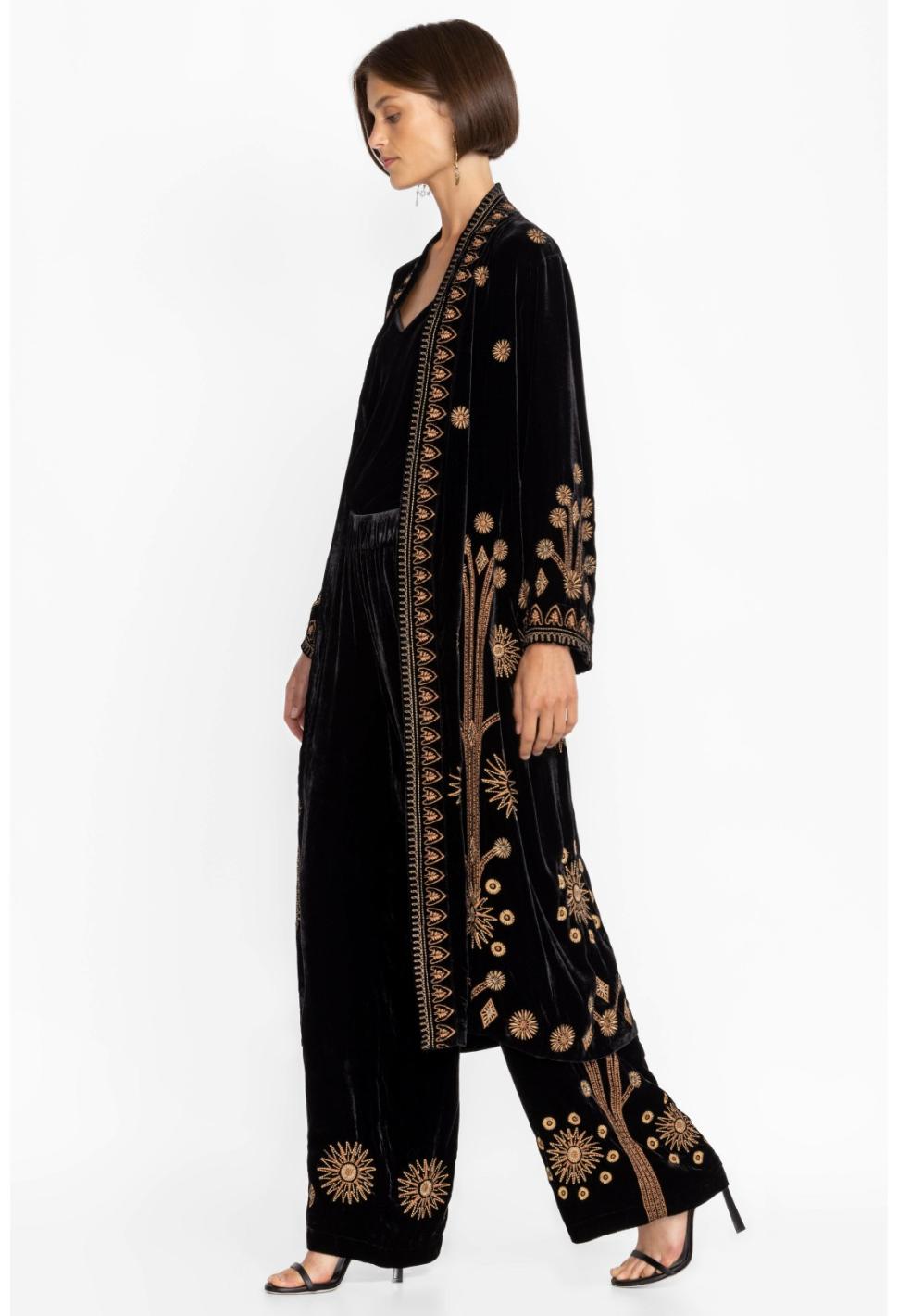 Women Kimonos | Johnny Was Heidi Velvet Kimono Coat Black