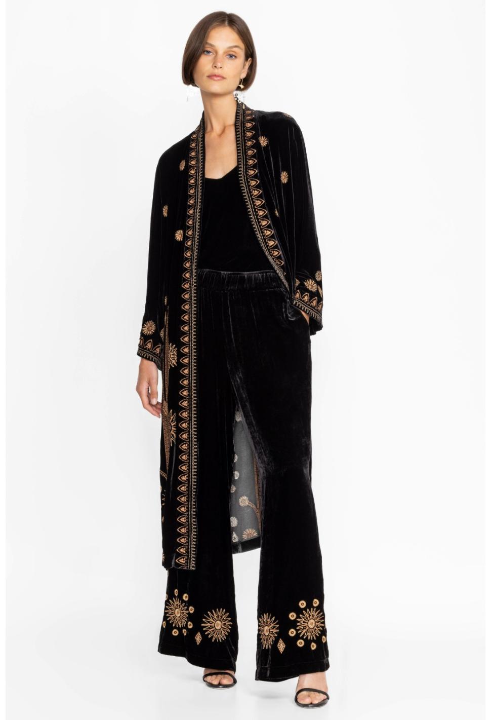 Women Kimonos | Johnny Was Heidi Velvet Kimono Coat Black