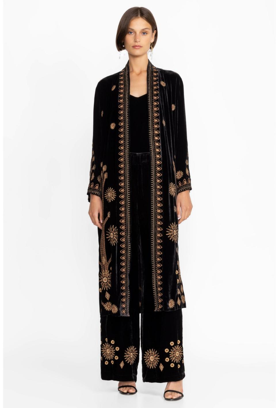 Women Kimonos | Johnny Was Heidi Velvet Kimono Coat Black
