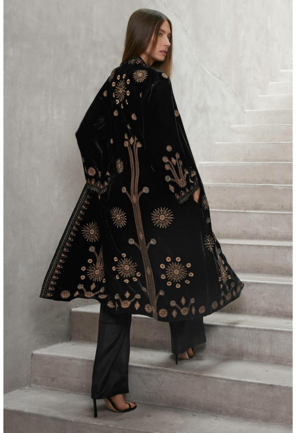 Women Kimonos | Johnny Was Heidi Velvet Kimono Coat Black