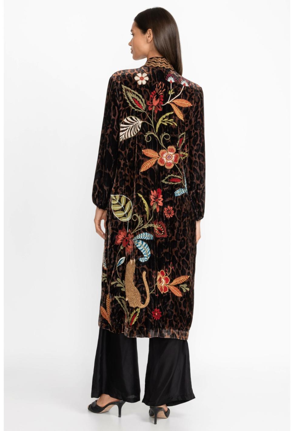 Women Kimonos | Johnny Was Isabella Velvet Bishop Sleeve Kimono Coat French Leopard