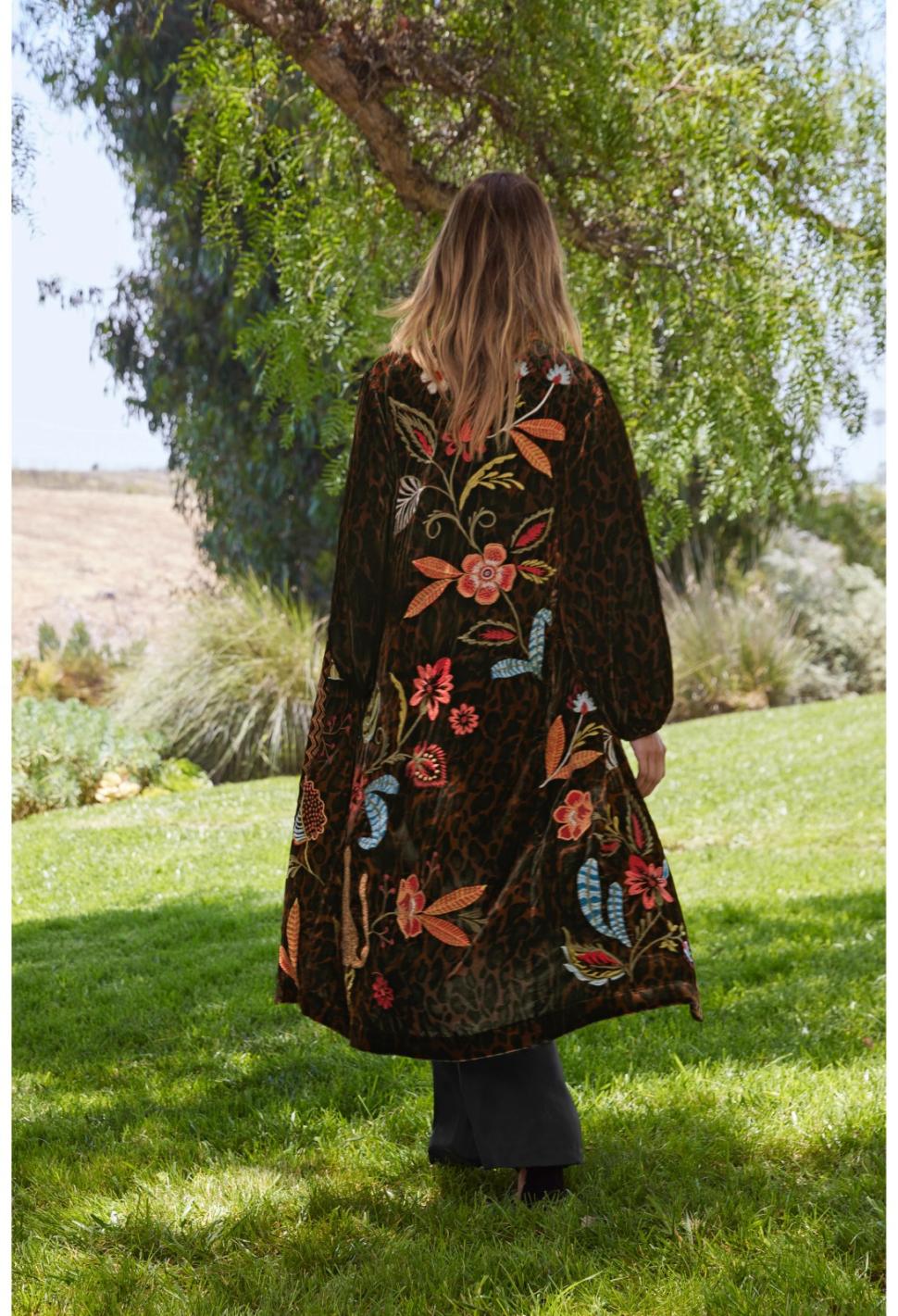 Women Kimonos | Johnny Was Isabella Velvet Bishop Sleeve Kimono Coat French Leopard