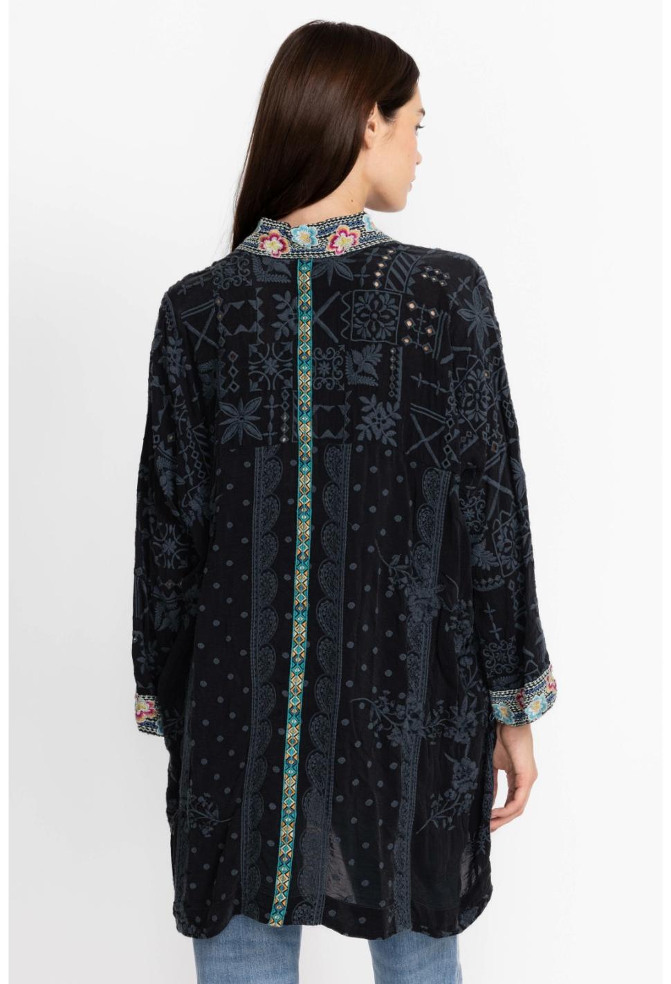Women Kimonos | Johnny Was Lacy Shae Kimono Sanded Black