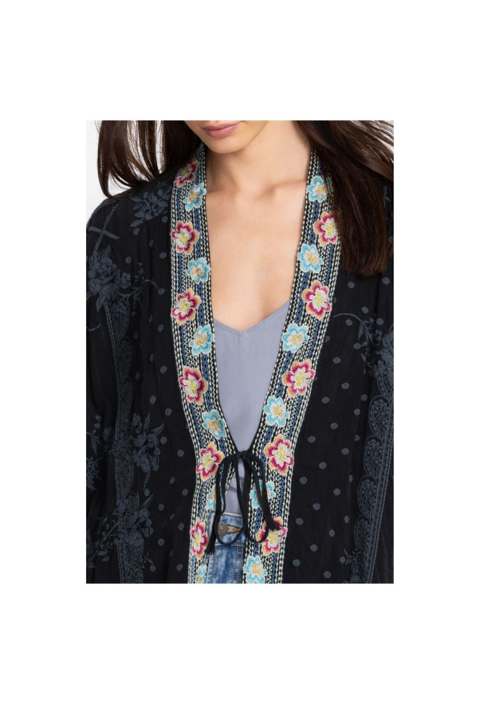 Women Kimonos | Johnny Was Lacy Shae Kimono Sanded Black