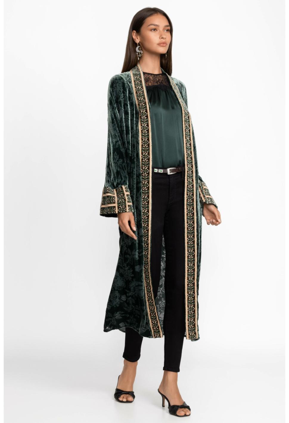 Women Kimonos | Johnny Was Natalia Silk Kimono Emerald Green