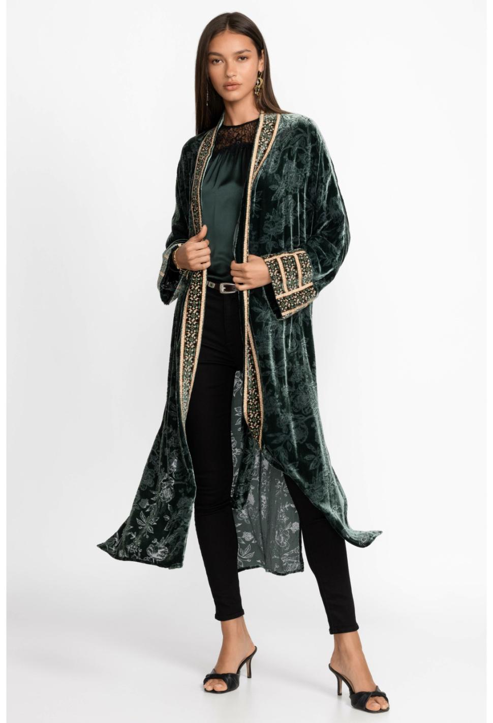 Women Kimonos | Johnny Was Natalia Silk Kimono Emerald Green
