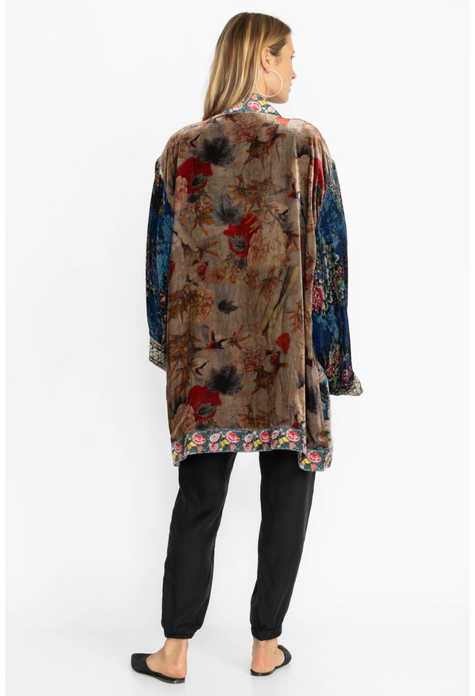 Women Kimonos | Johnny Was One Of A Kind Velvet Kimono- Black- Midi Multi