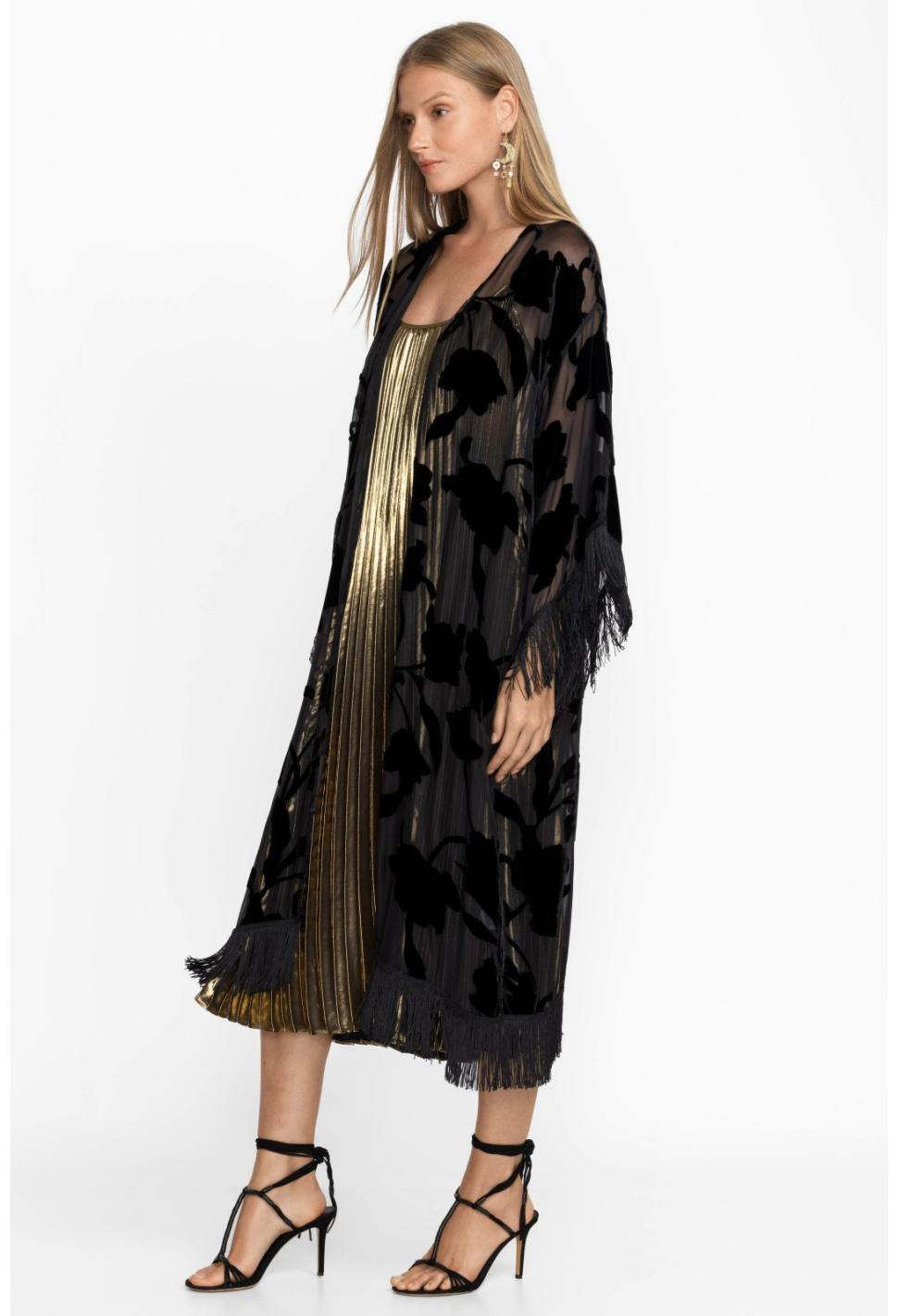 Women Kimonos | Johnny Was Queen Silk Kimono Black