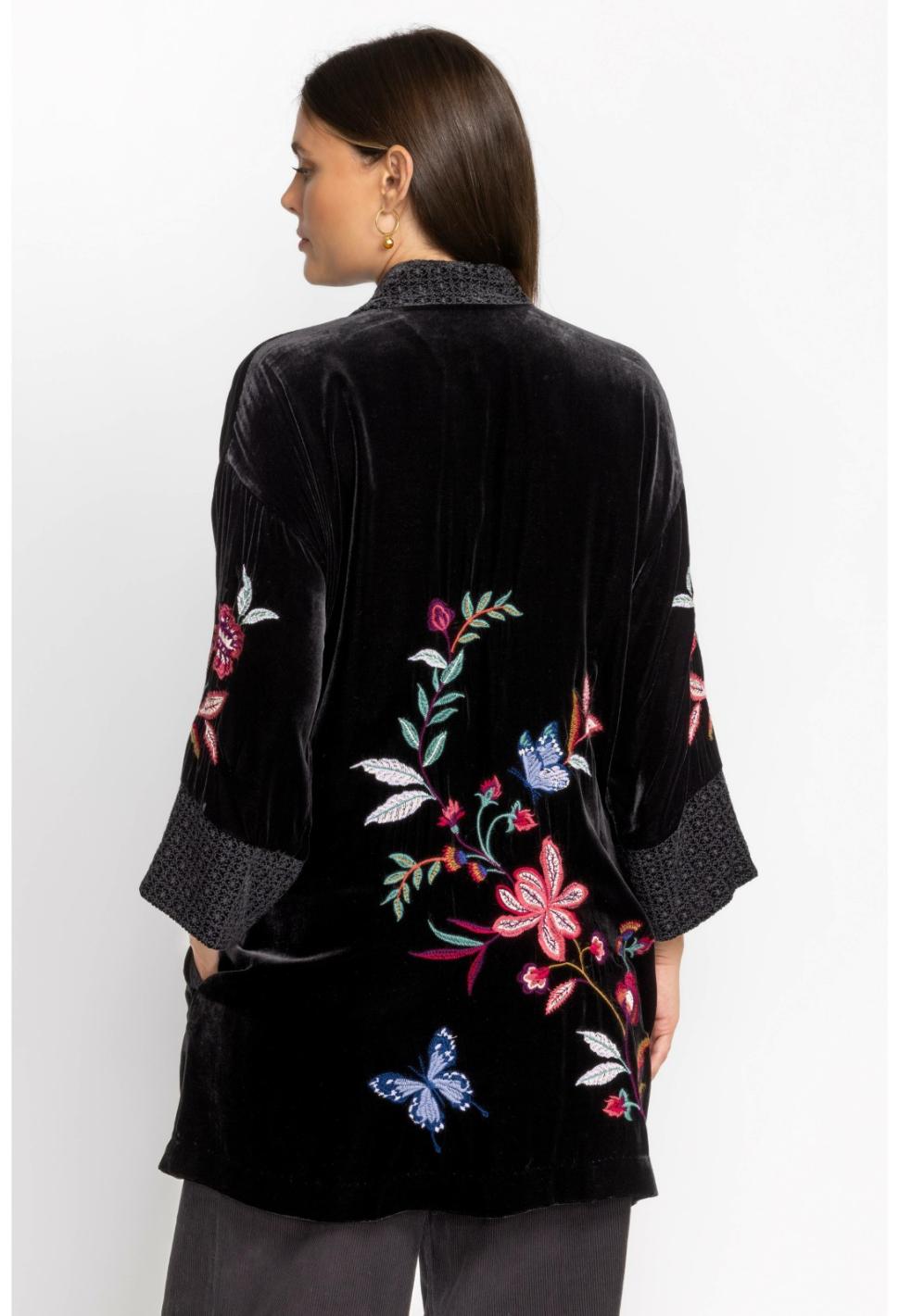 Women Kimonos | Johnny Was Sandra Wide Cuff Velvet Kimono Black