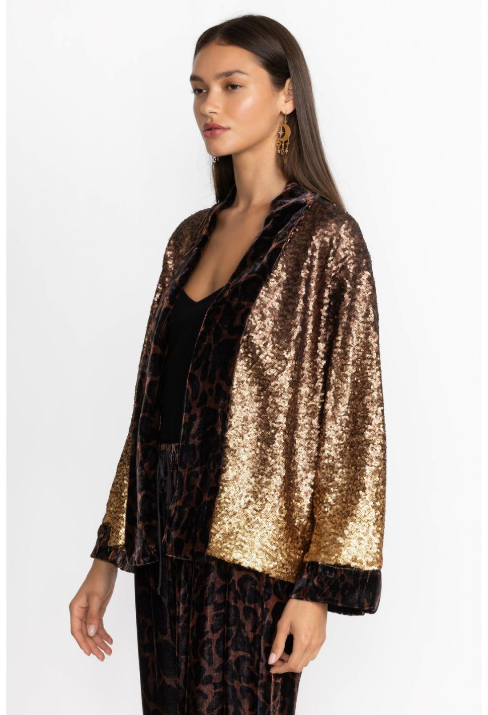 Women Kimonos | Johnny Was Sequin Gold Plaza Kimono Gold