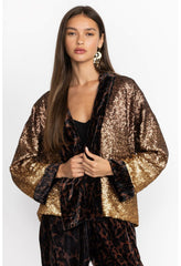 Women Kimonos | Johnny Was Sequin Gold Plaza Kimono Gold