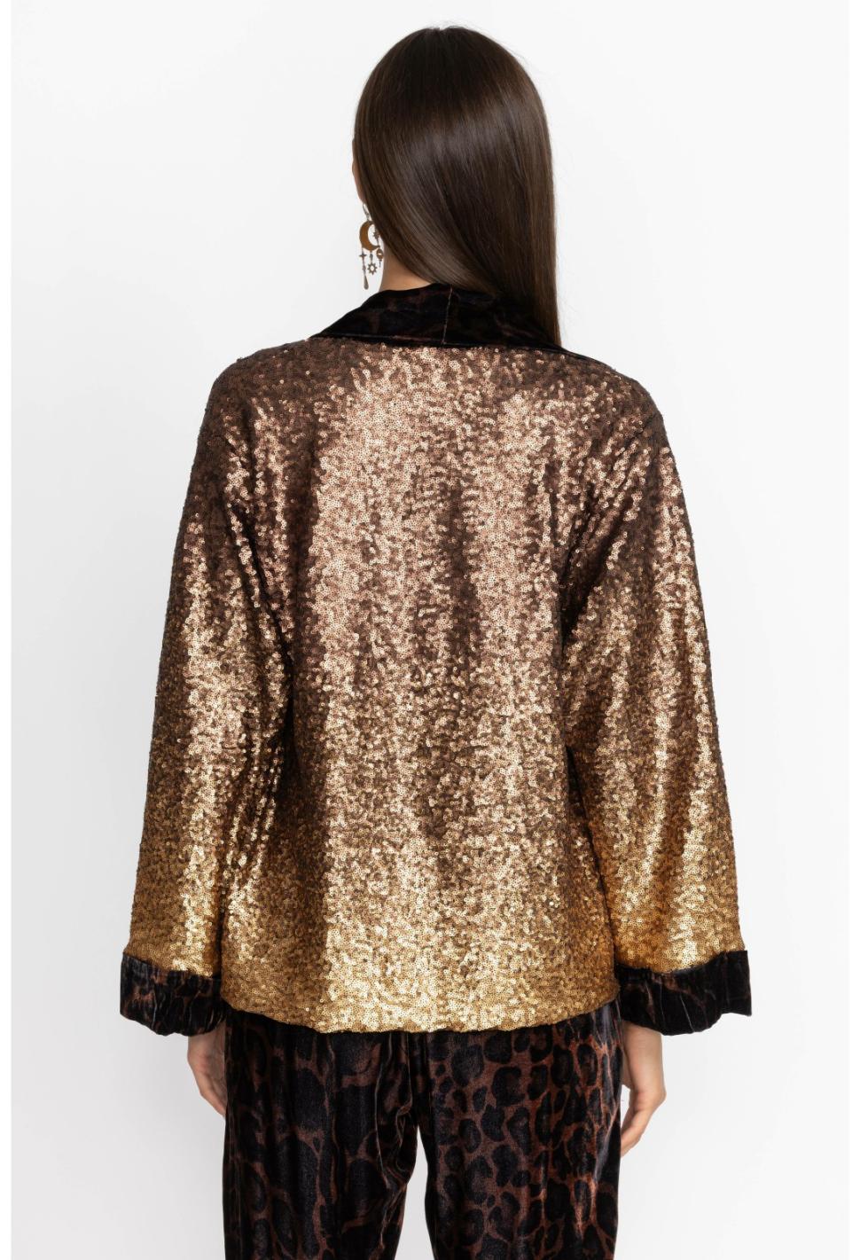 Women Kimonos | Johnny Was Sequin Gold Plaza Kimono Gold