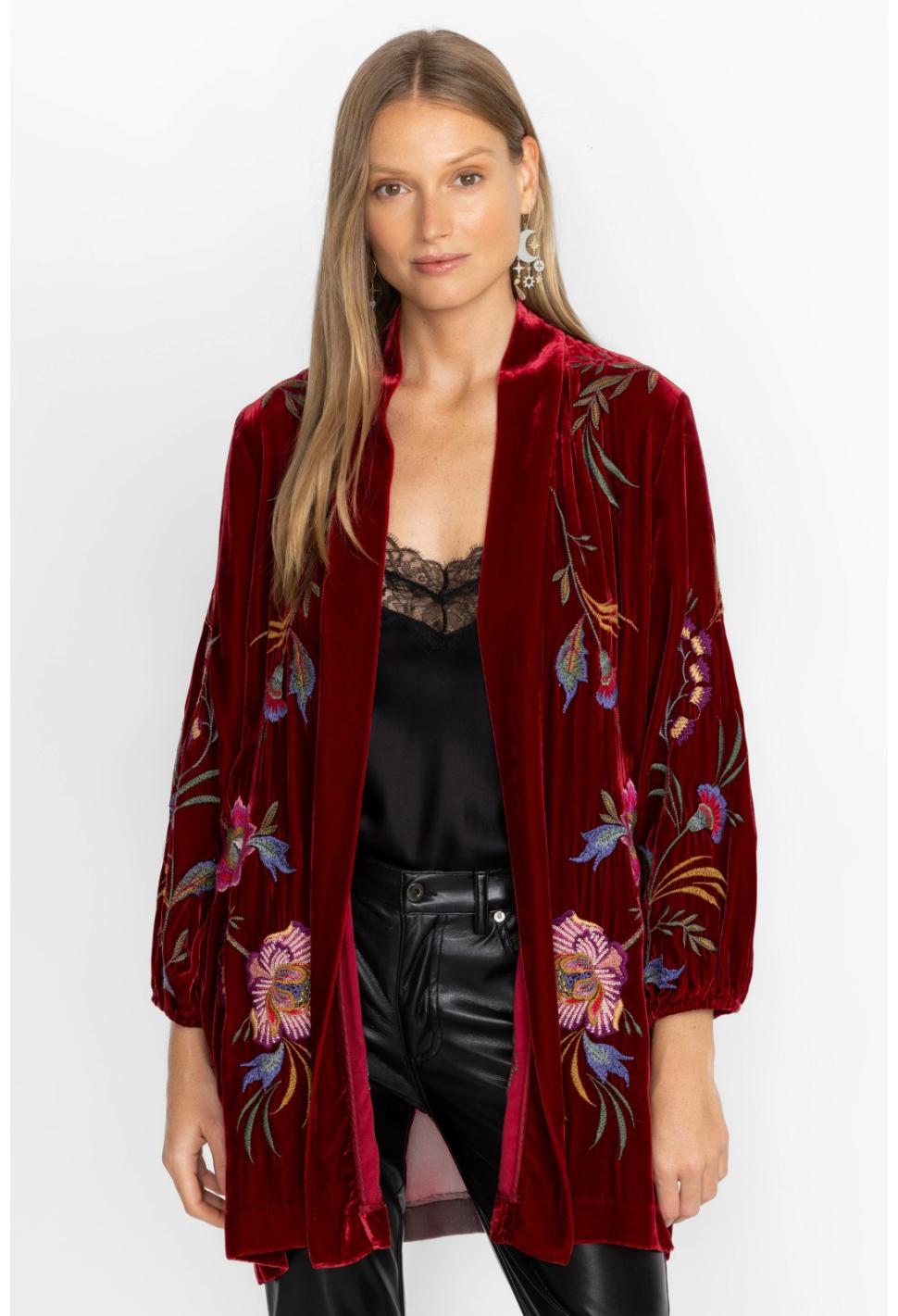 Women Kimonos | Johnny Was Sidonia Bishop Sleeve Kimono Rich Red