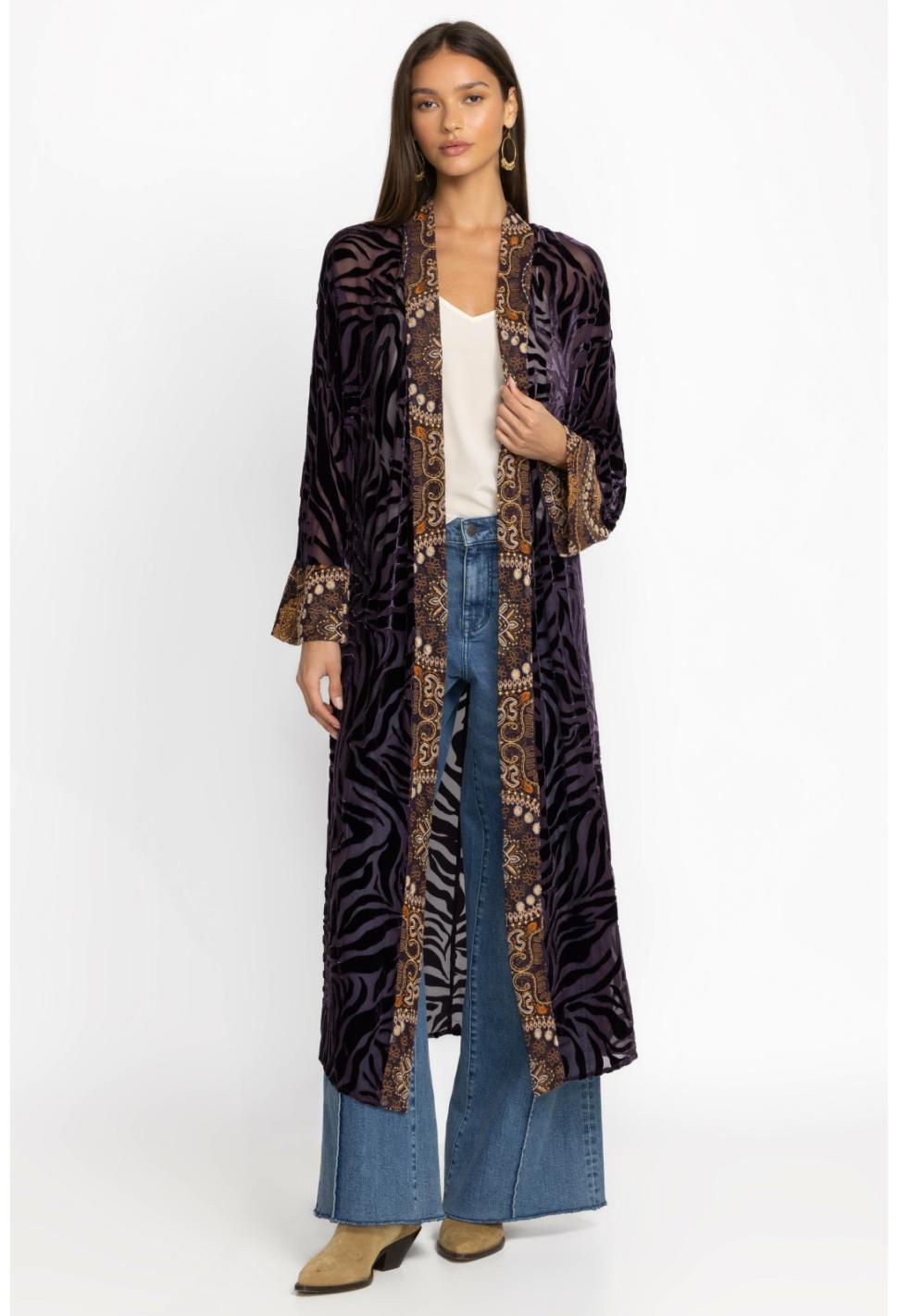 Women Kimonos | Johnny Was Twilight Silk Kimono Eggplant