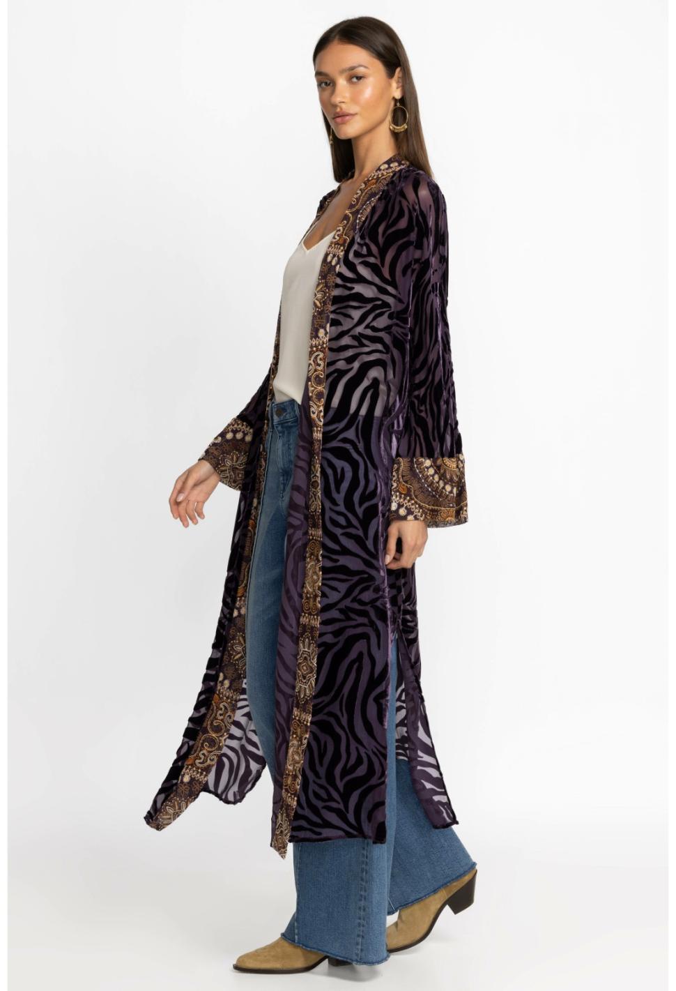 Women Kimonos | Johnny Was Twilight Silk Kimono Eggplant