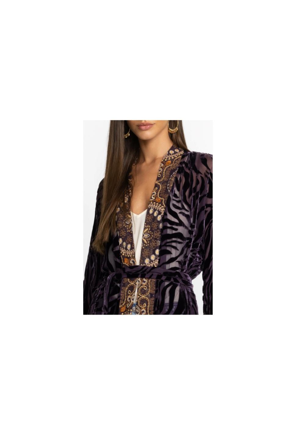Women Kimonos | Johnny Was Twilight Silk Kimono Eggplant