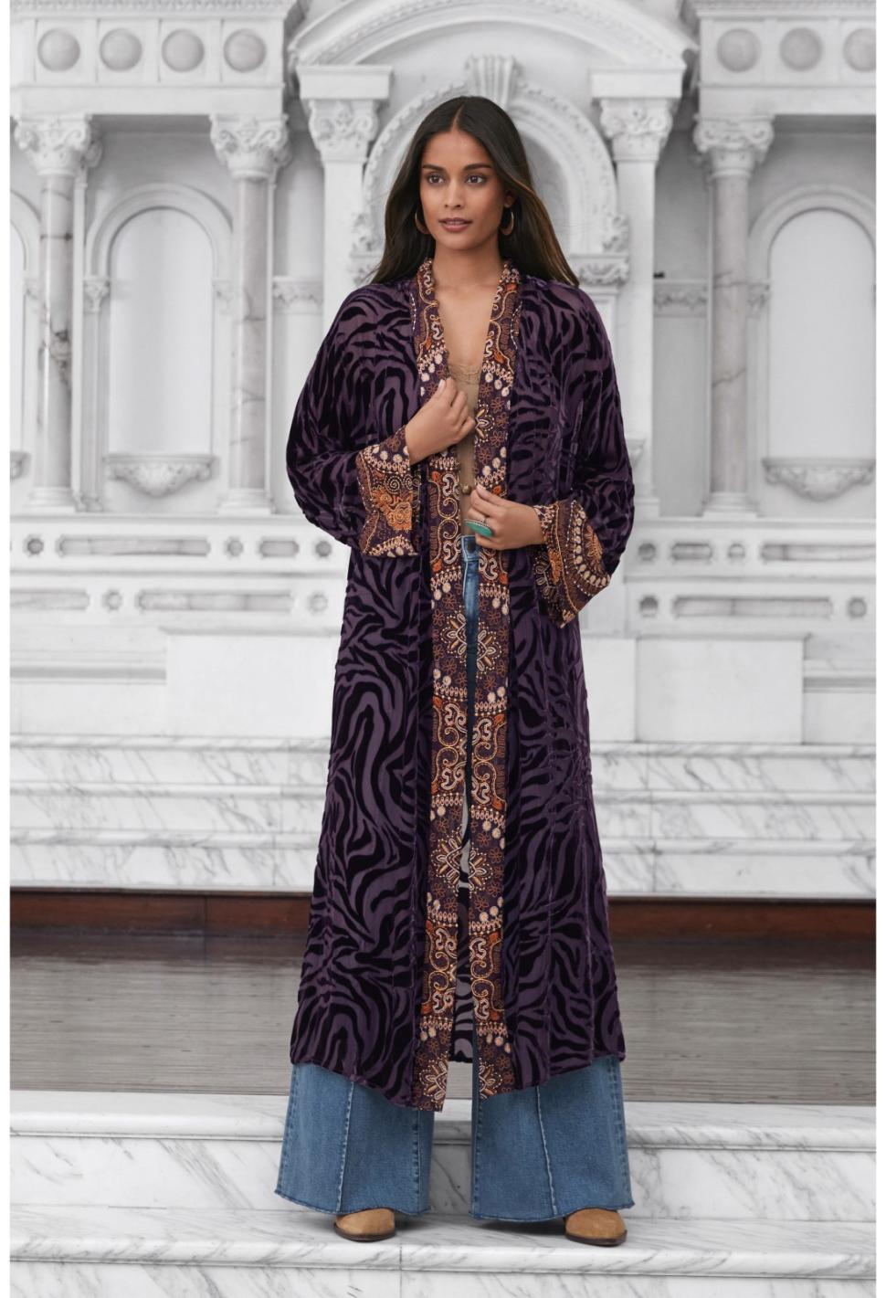 Women Kimonos | Johnny Was Twilight Silk Kimono Eggplant