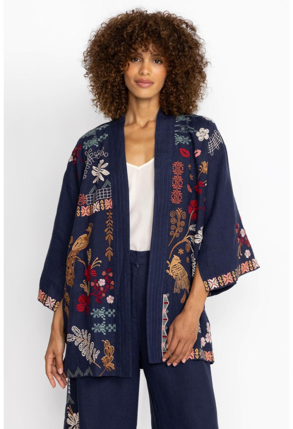 Women Kimonos | Johnny Was Zuzu Linen Kimono Ink