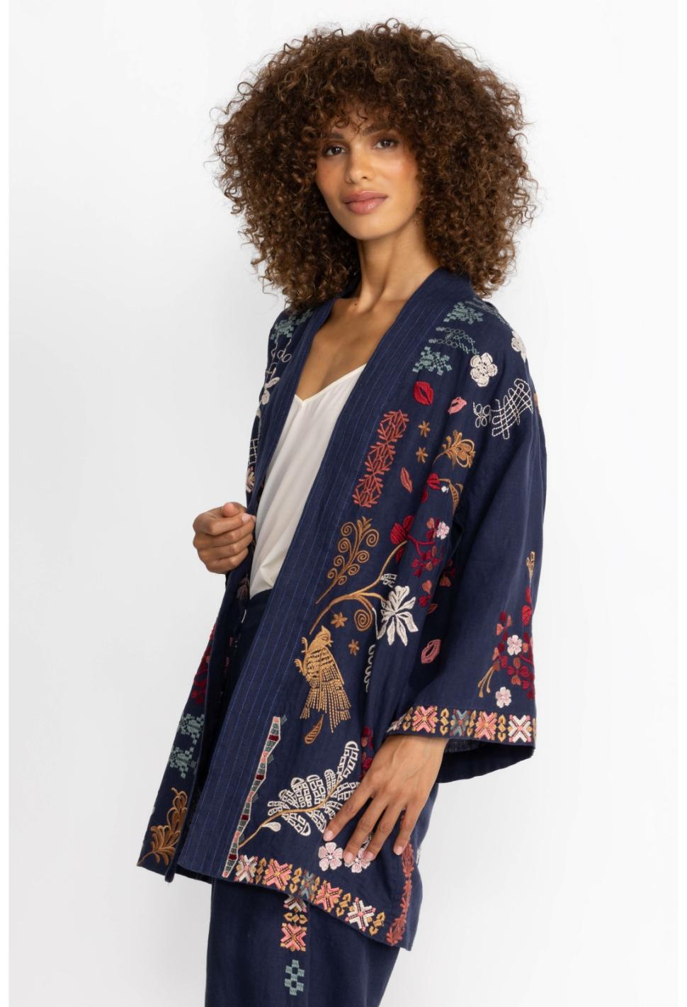 Women Kimonos | Johnny Was Zuzu Linen Kimono Ink