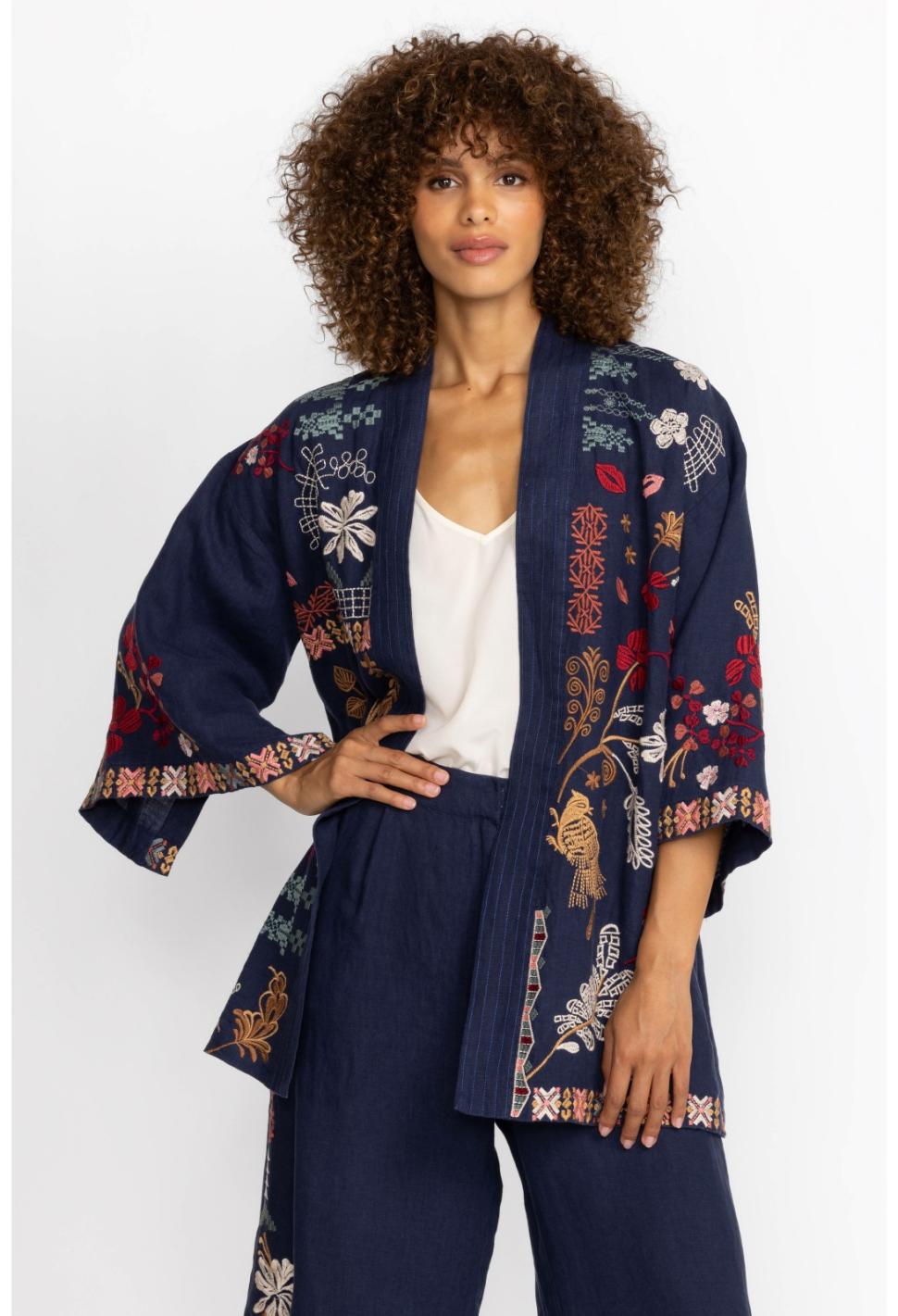 Women Kimonos | Johnny Was Zuzu Linen Kimono Ink