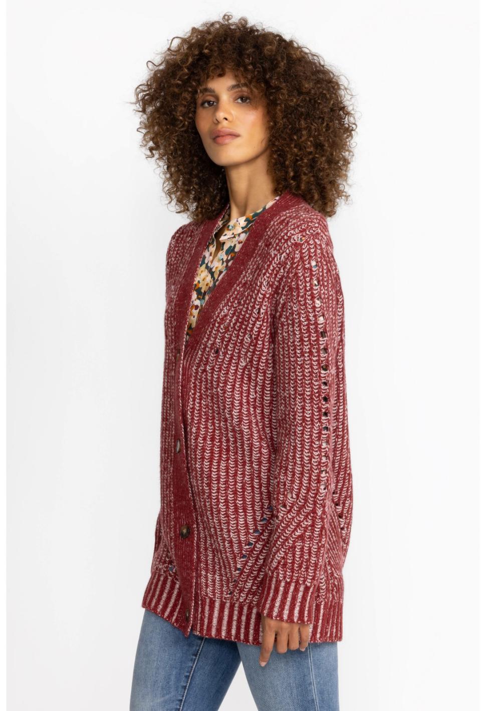 Women Outerwear | Johnny Was Calme Drop Needle Cardigan Red
