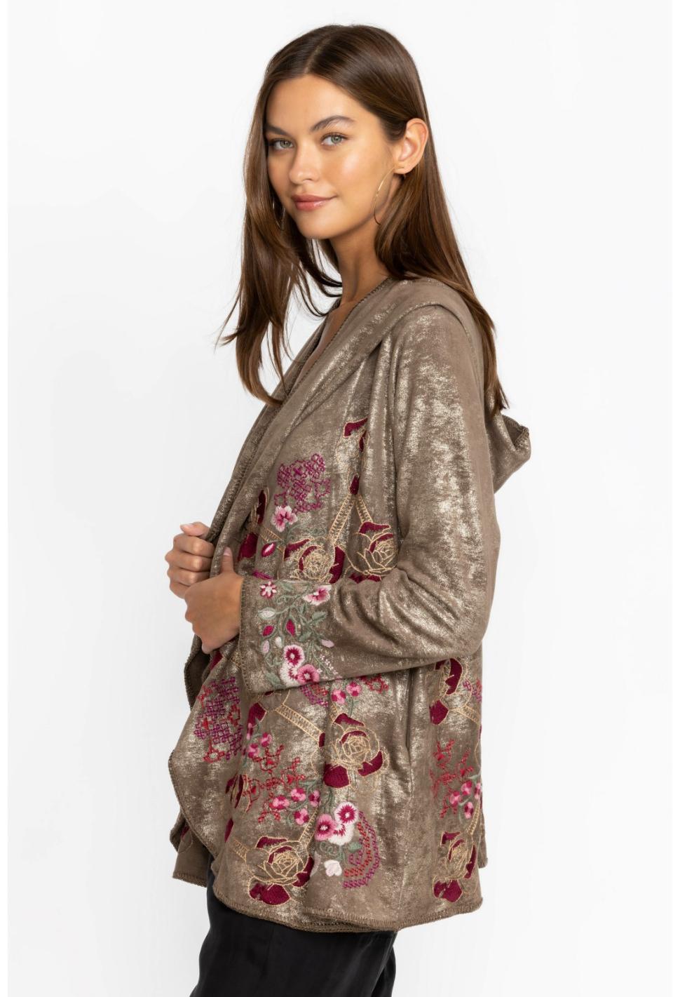 Women Outerwear | Johnny Was Claudette Metallic Sweater Bronze Metallic