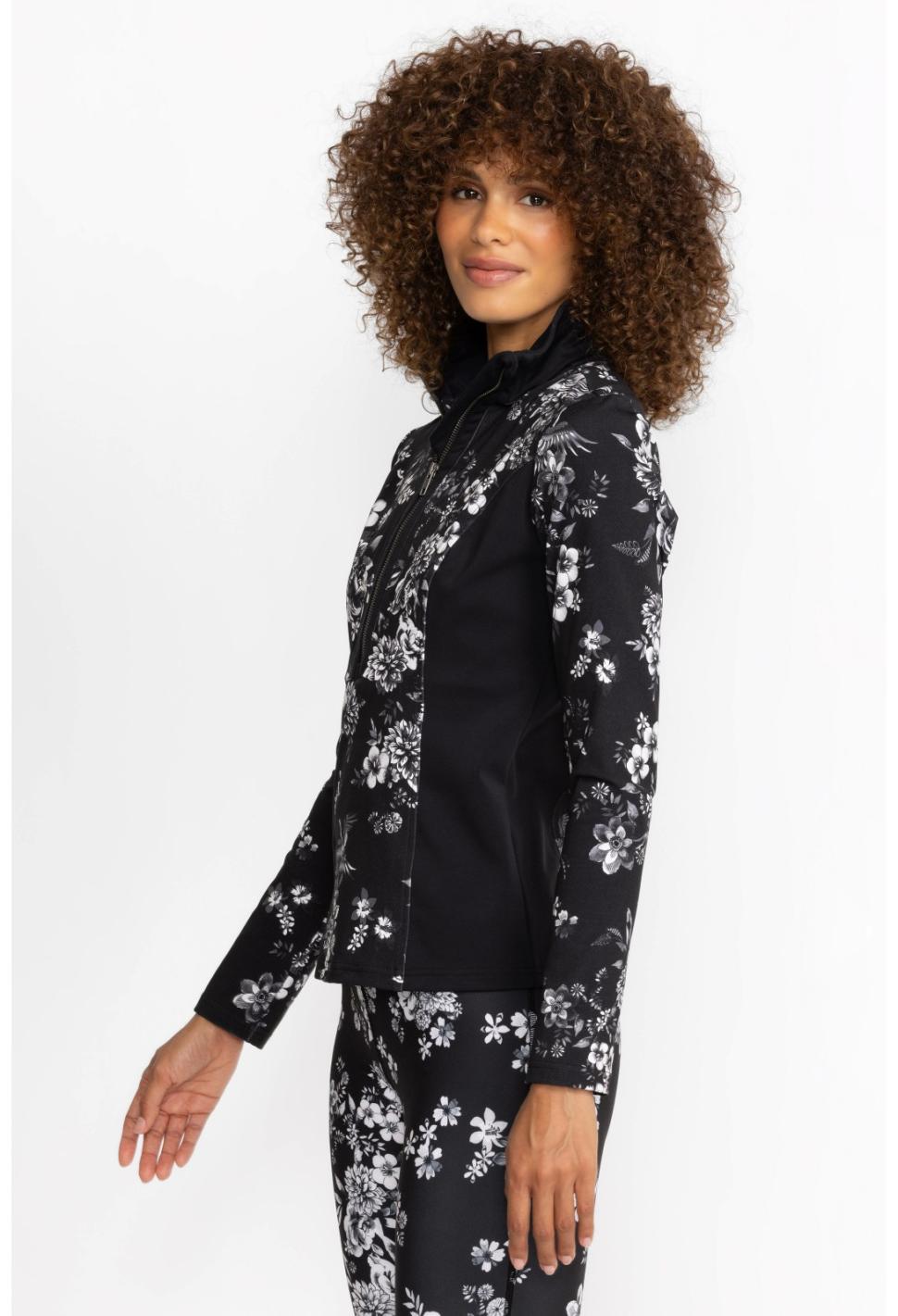 Women Outerwear | Johnny Was Dreamer Blocked Athletic Mock Neck Pullover Charcoal Dreamer