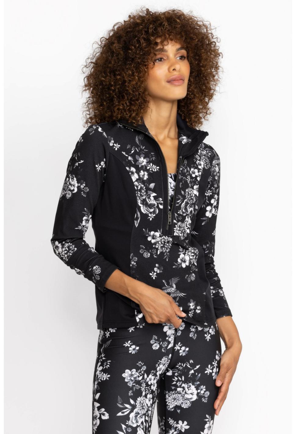 Women Outerwear | Johnny Was Dreamer Blocked Athletic Mock Neck Pullover Charcoal Dreamer