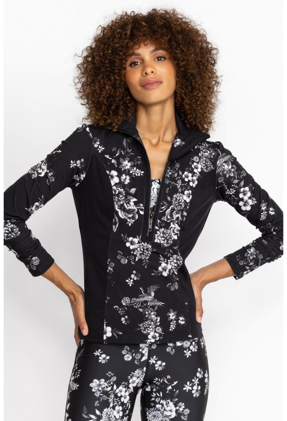 Women Outerwear | Johnny Was Dreamer Blocked Athletic Mock Neck Pullover Charcoal Dreamer