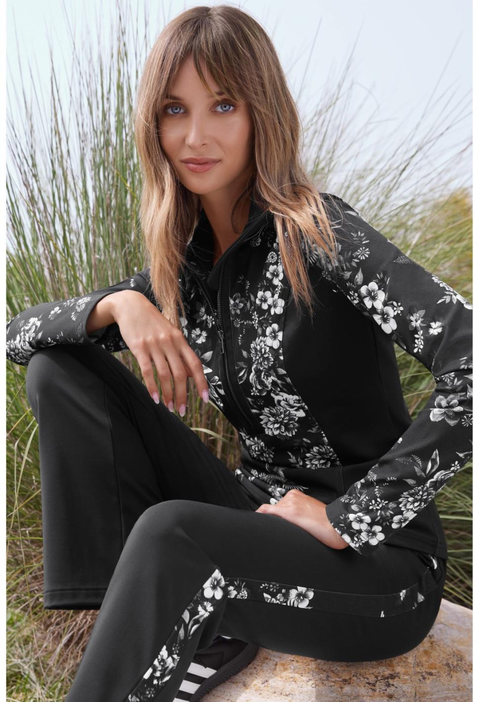 Women Outerwear | Johnny Was Dreamer Blocked Athletic Mock Neck Pullover Charcoal Dreamer