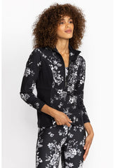 Women Outerwear | Johnny Was Dreamer Blocked Athletic Mock Neck Pullover Charcoal Dreamer