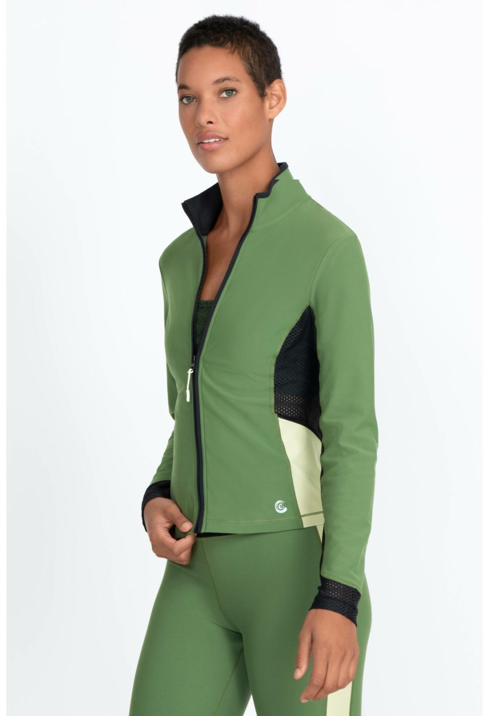 Women Outerwear | Johnny Was Endurance Mesh Zip Jacket Bronze Green