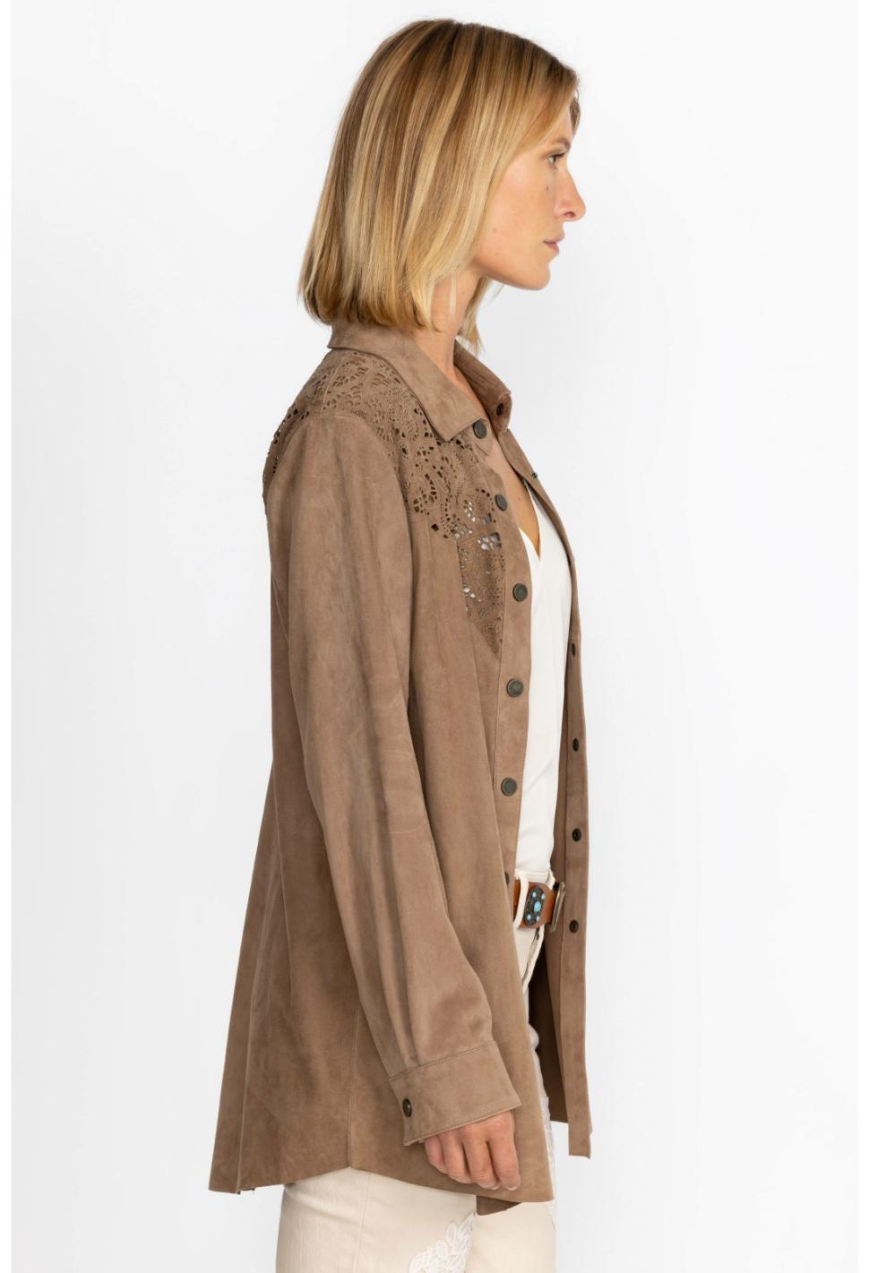 Women Outerwear | Johnny Was Fiore Suede Western Shacket Tortora