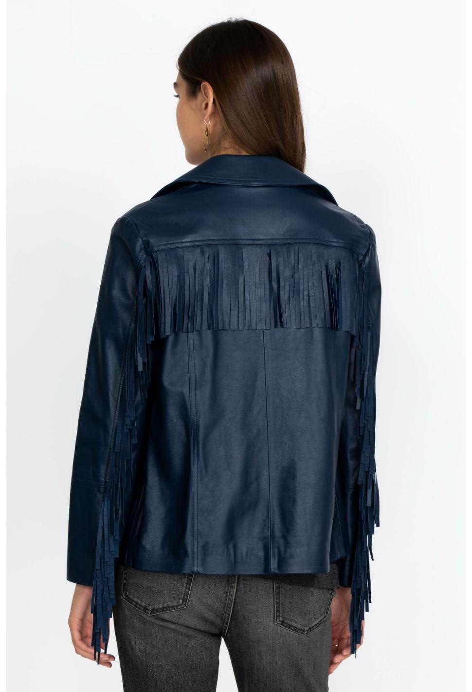 Women Outerwear | Johnny Was Frangia Leather Jacket Navy