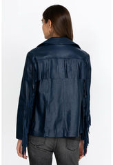 Women Outerwear | Johnny Was Frangia Leather Jacket Navy