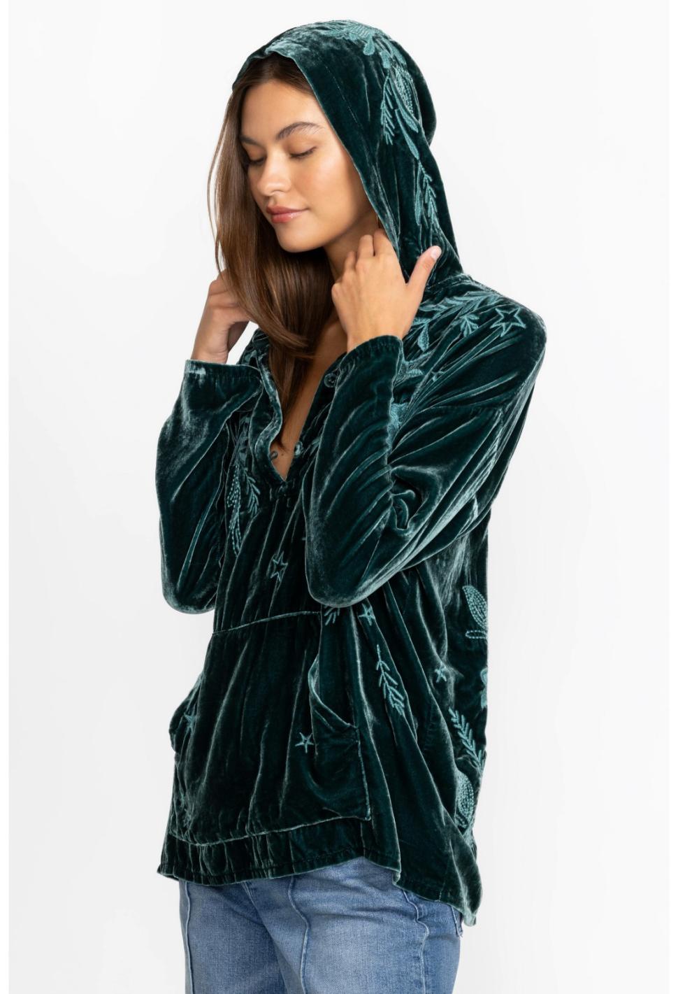 Women Outerwear | Johnny Was Frankie Velvet Pull On Hoodie Ponderosa Pine