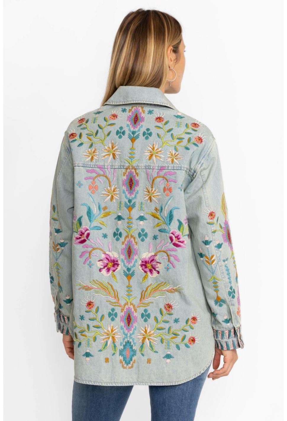 Women Outerwear | Johnny Was Gabriella Denim Oversized Shirt Jacket Denim Blue