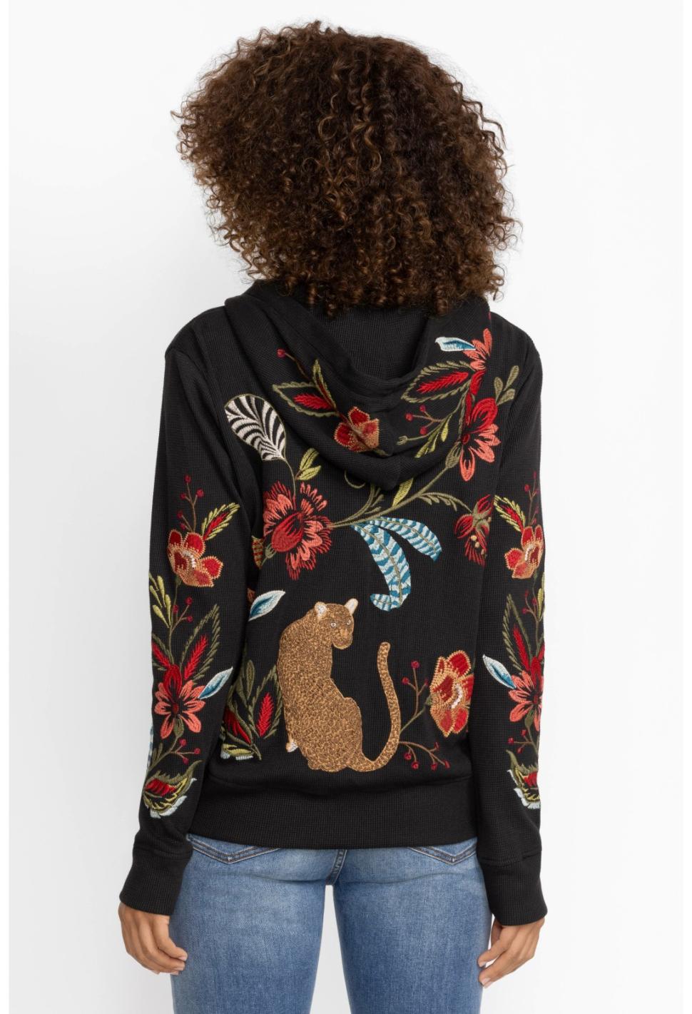 Women Outerwear | Johnny Was Isabella Zip Up Thermal Hoodie Black