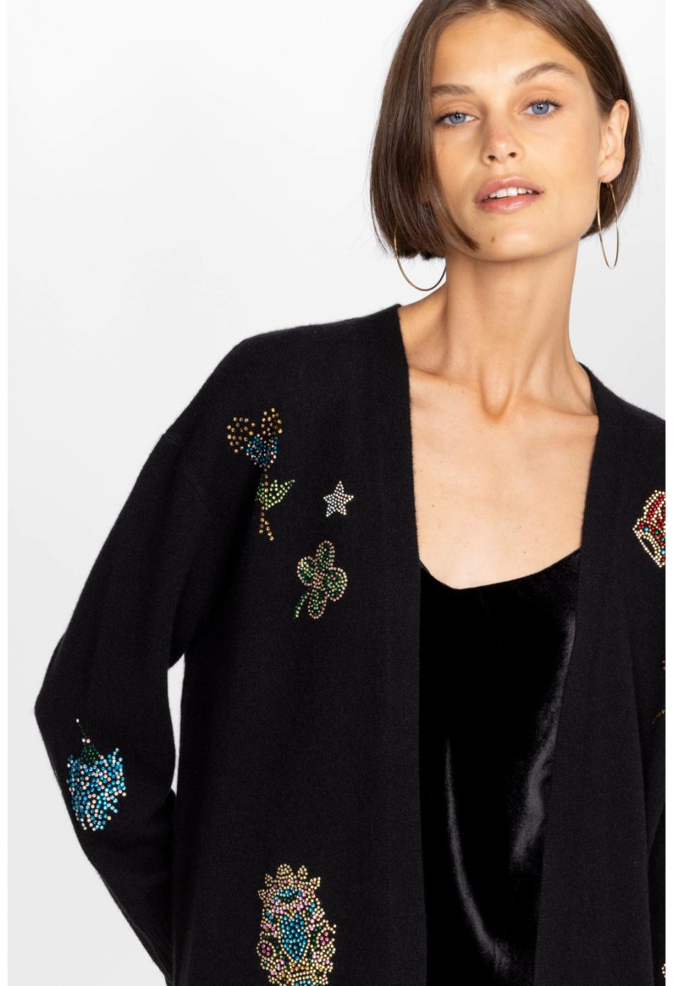 Women Outerwear | Johnny Was Ladie Rhinestone Cardigan Black
