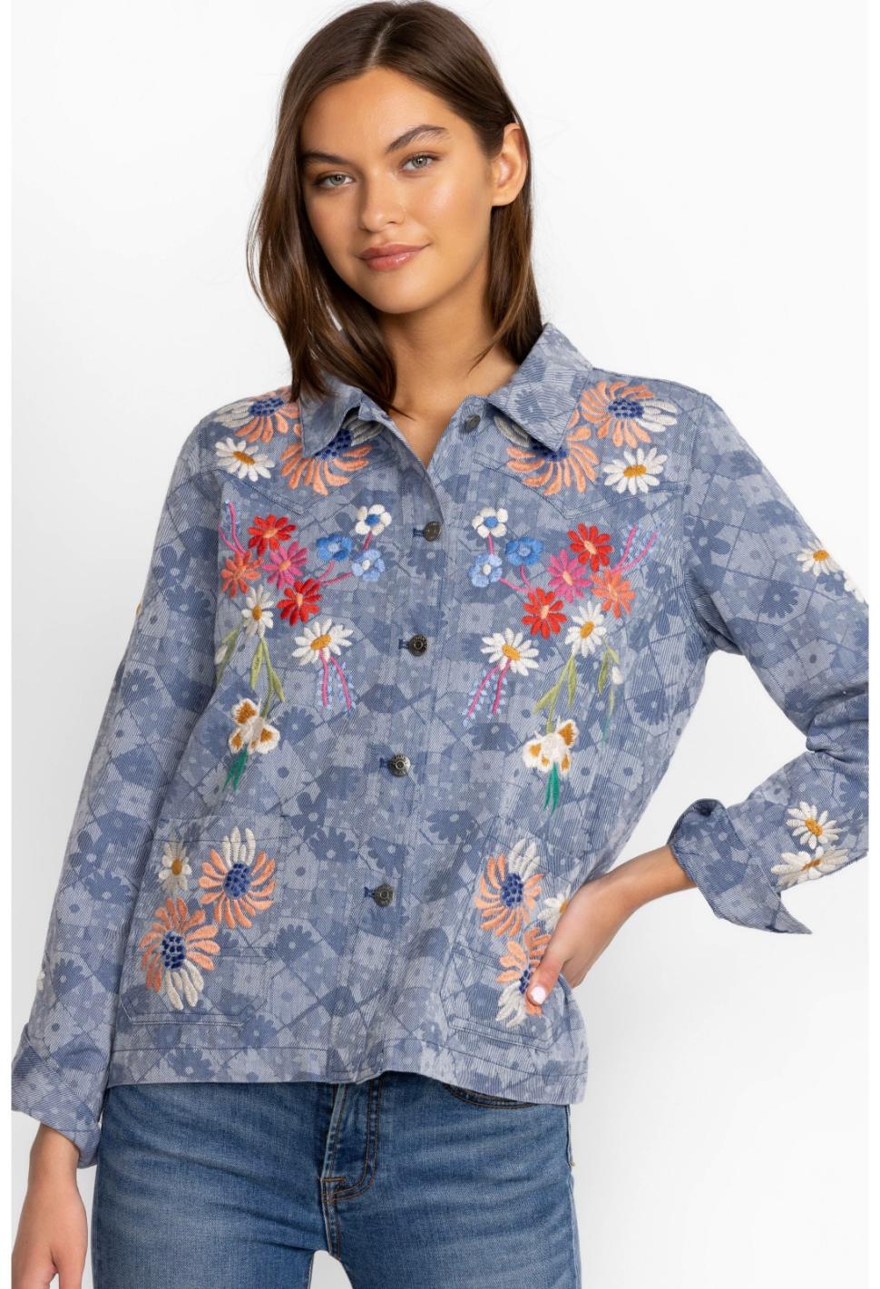 Women Outerwear | Johnny Was Marissa Western Worker Jacket Denim Blue