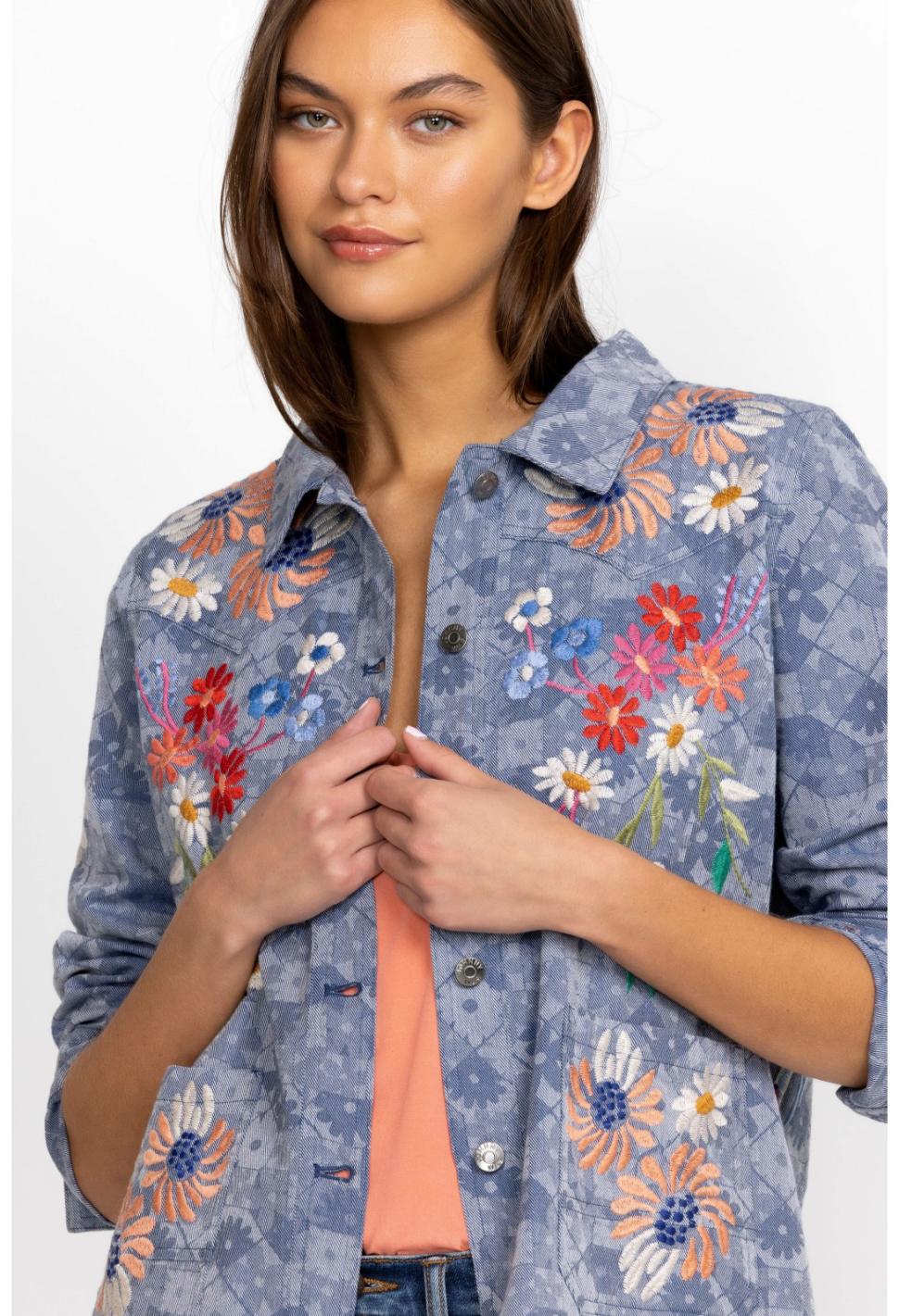 Women Outerwear | Johnny Was Marissa Western Worker Jacket Denim Blue