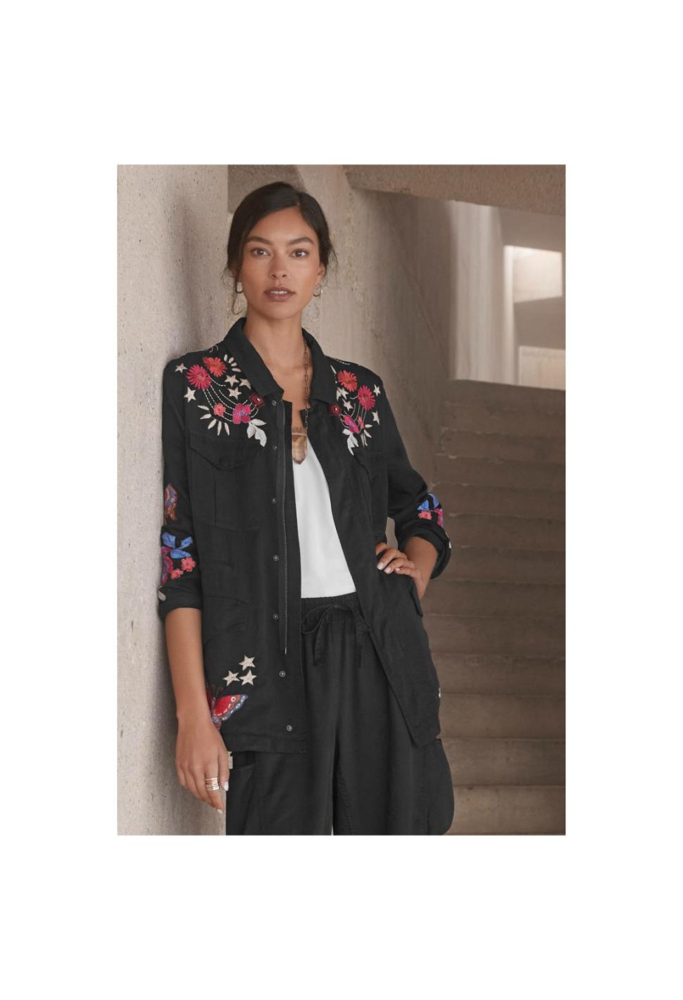 Women Outerwear | Johnny Was Mika Paris Drawstring Military Jacket Black