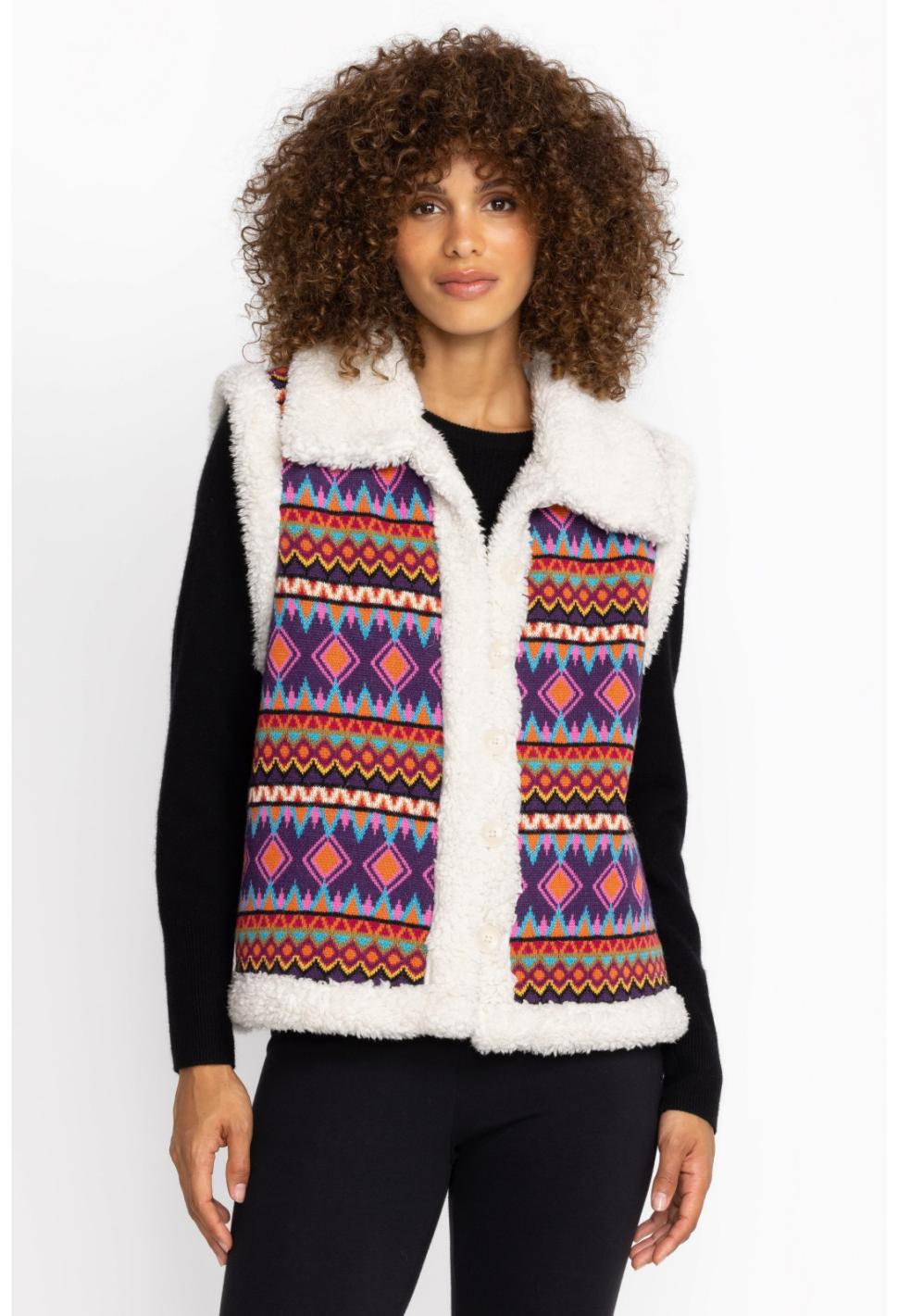 Women Outerwear | Johnny Was Yuya Sherpa Reversible Vest Multi