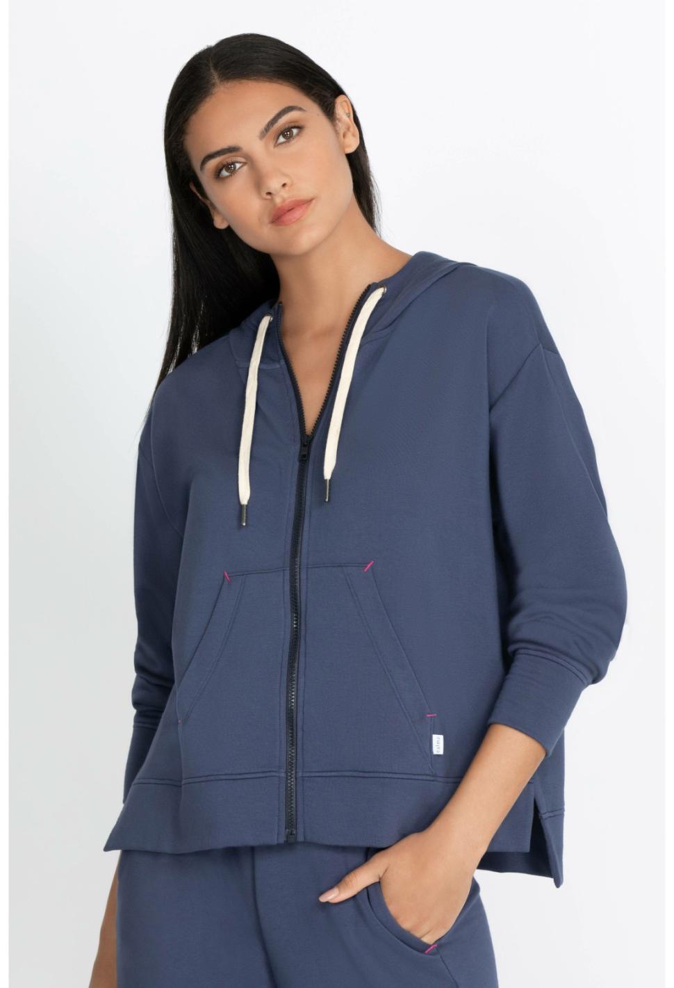 Women Outerwear | Johnny Was Zip Hoodie Side Slits Outer Space
