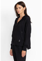 Women Outerwear | Johnny Was Zip Hoodie W/ Side Slits Black Beauty