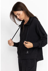 Women Outerwear | Johnny Was Zip Hoodie W/ Side Slits Black Beauty