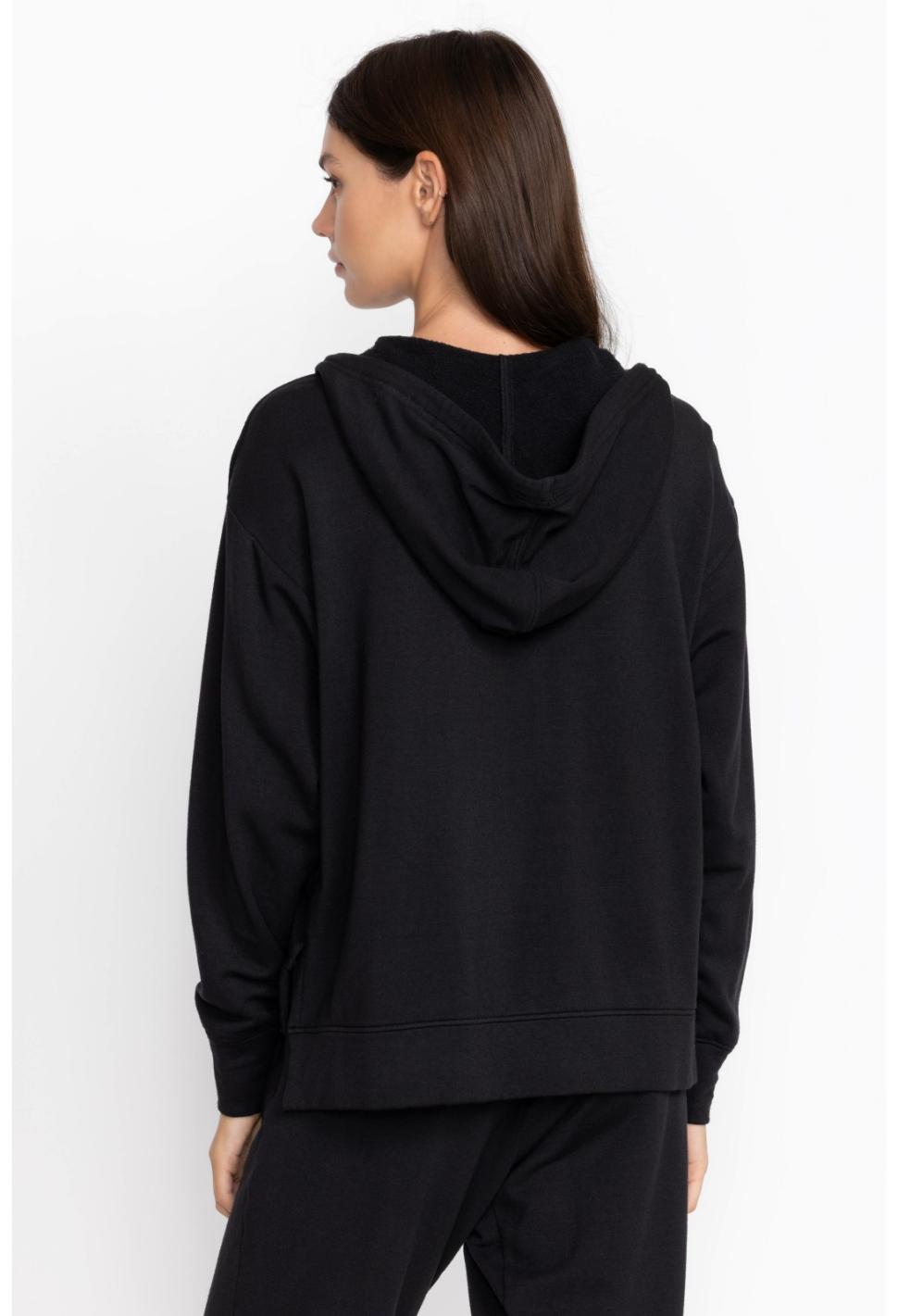Women Outerwear | Johnny Was Zip Hoodie W/ Side Slits Black Beauty