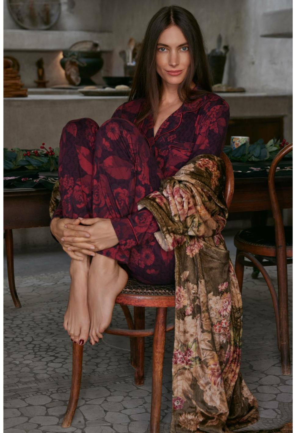Women Sleepwear | Johnny Was Cozy Robe Vintage Rose