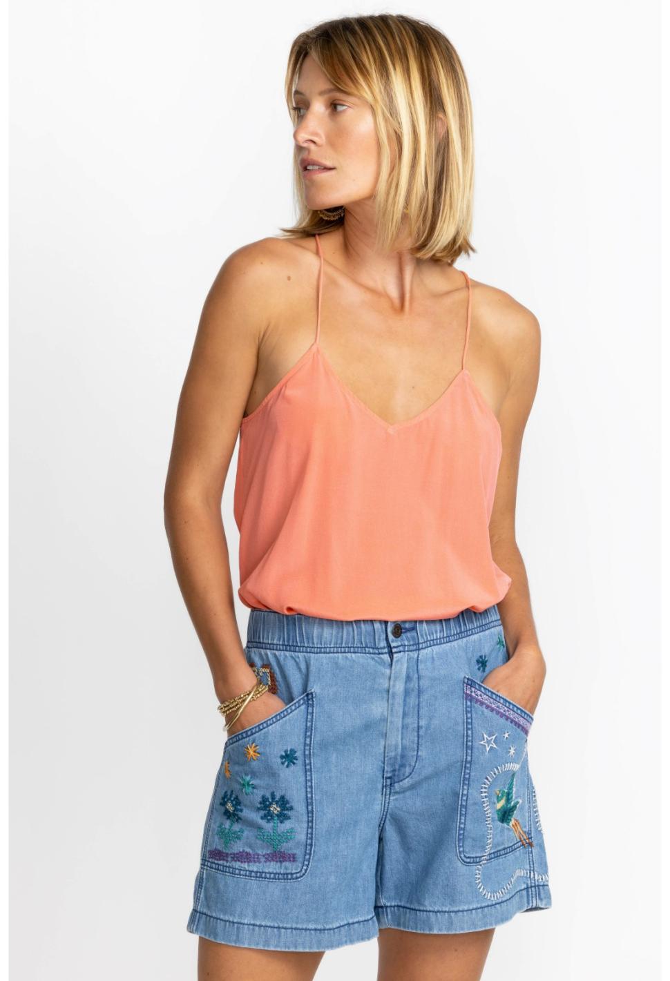 Women Slips &amp; Camis | Johnny Was Etta Cami Top Shell Pink